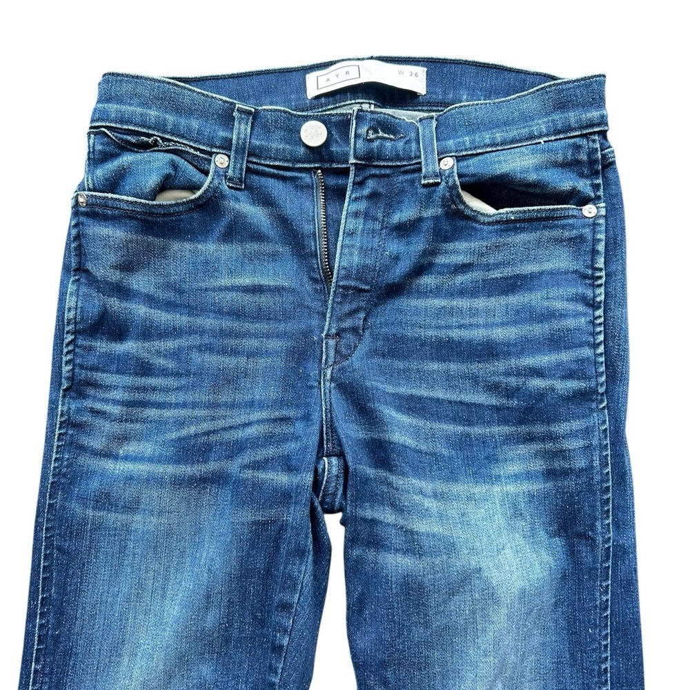AYR The Skinny Split High Rise w/ Split Hem size 26 Dark Wash Distressed - Picture 7 of 14